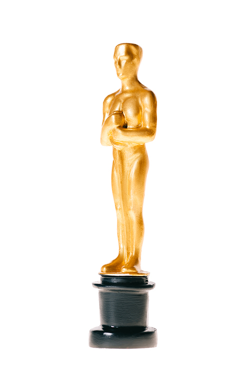shiny golden oscar award isolated on white