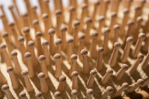 Close up of wooden comb, zero waste concept