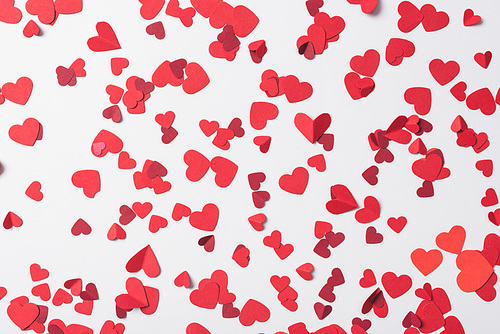 seamless pattern of red hearts on white background