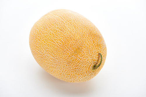 whole ripe yellow sweet melon on white background