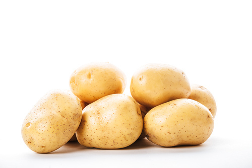 organic raw potatoes on white background