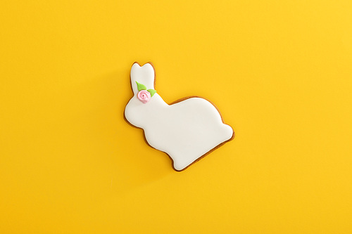top view of tasty . cookie on yellow background
