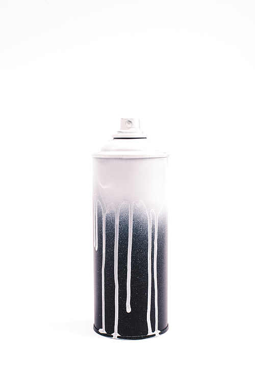 metallic graffiti paint bottle isolated on white