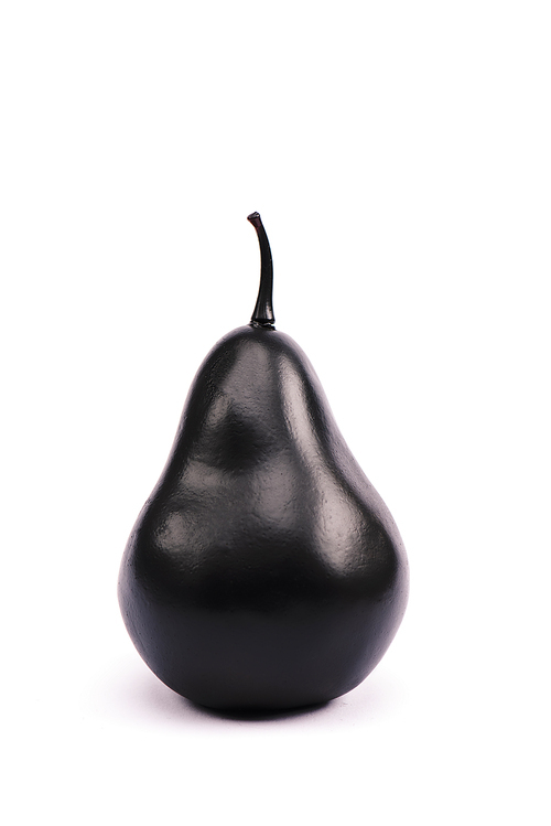 black and nutritious pear on white with copy space