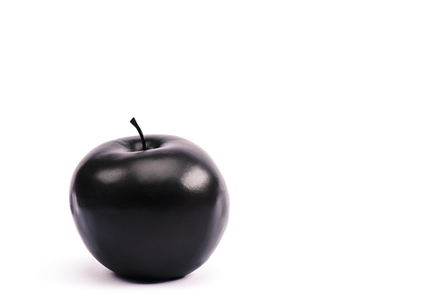 black and nutritious apple on white with copy space