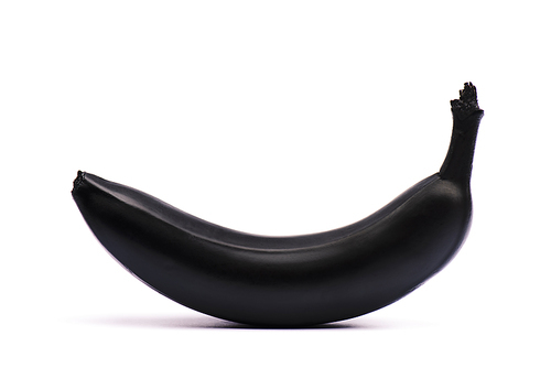 black and nutritious banana on white with copy space