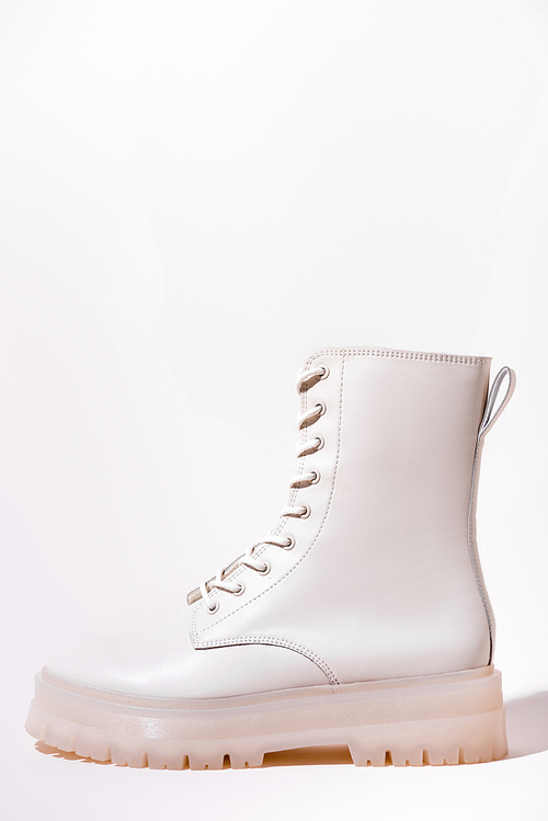 leather warm boot on white background