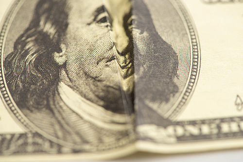 close up of crumpled dollar banknote