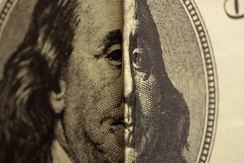 close up of crumpled american dollar banknote