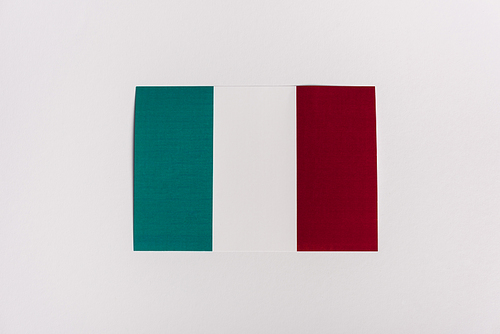 top view of Italian flag on white background, coronavirus concept