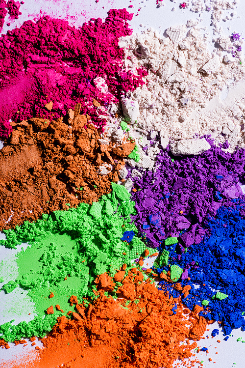 close up view of multicolored eyeshadow powder