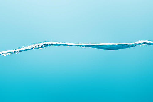 transparent pure water on blue background