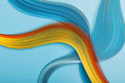 multicolored bright abstract lines on blue background