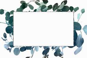 Floral design with green eucalyptus branches and silver frame