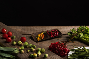 food composition for commercial photography on wooden table