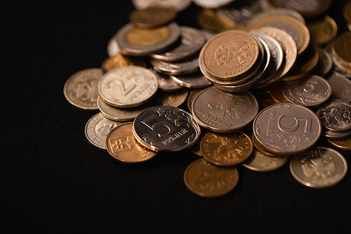 coins on black background, funeral concept