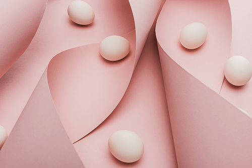 chicken eggs in spiral paper pink swirls