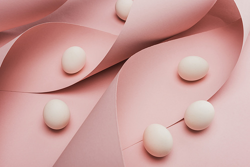 chicken eggs in spiral paper pink swirls