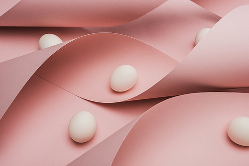 chicken eggs in spiral paper pink swirls