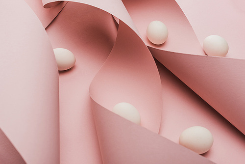 chicken eggs in spiral paper pink swirls