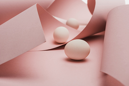 chicken eggs in spiral paper pink swirls