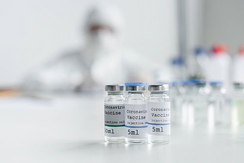 Close up view of coronavirus vaccines in laboratory