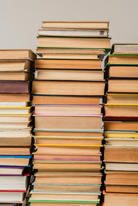 pile of different books in hardcover isolated on white