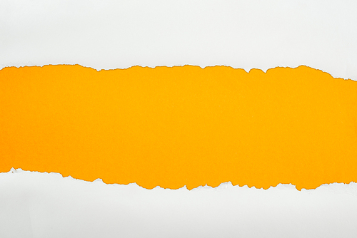 ragged white textured paper with copy space on orange background