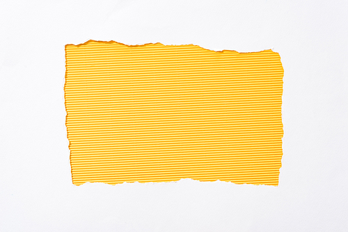 striped yellow colorful background in white torn paper hole