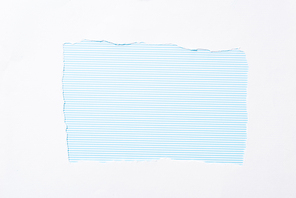 blue and white striped background in white torn paper hole