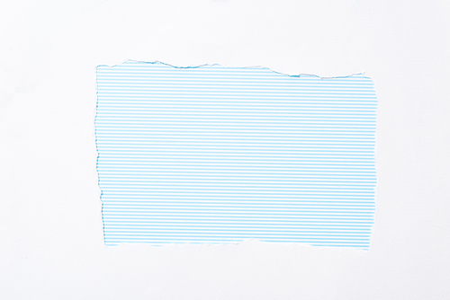 blue and white striped background in white torn paper hole