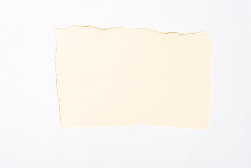 pastel beige colorful background in white torn paper hole