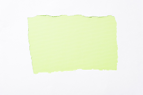 lime green striped colorful background in white torn paper hole