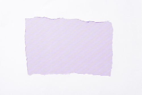 violet striped colorful background in white torn paper hole
