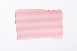 pink striped colorful background in white torn paper hole
