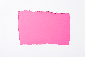 pink colorful background in white torn paper hole