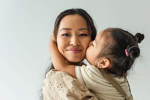 happy mother isolated on grey