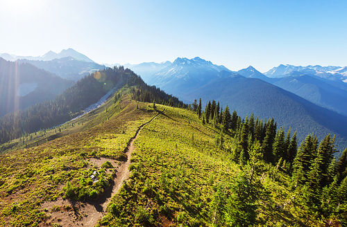 Beautiful mountain peak in  North Cascade Range, Washington,  USA