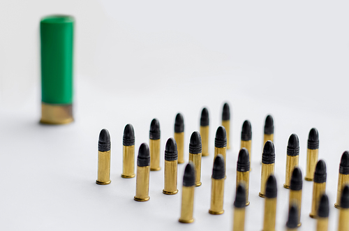set of bullets on white background