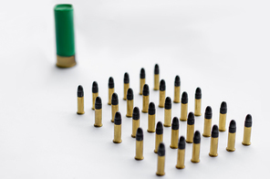 set of bullets on white with blurred background