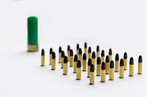 set of military bullets on white background