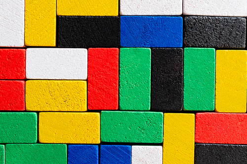 top view of multicolored surface made of rectangular blocks