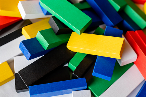 close up view of multicolored tetragonal blocks