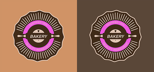 set of brown bakery labels with quality ingredient lettering