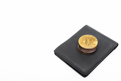 KYIV, UKRAINE - APRIL 26, 2022: Cryptocurrency on wallet isolated on white