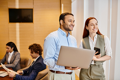 Diverse group of professionals collaborating in a conference room.