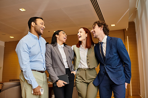 A diverse group of business people standing together.