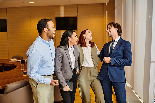 A diverse group of business people standing together.