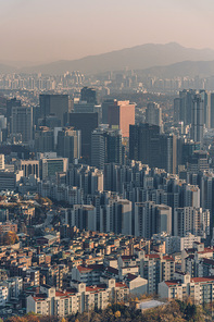 서울의 복잡한 도심 속 빌딩