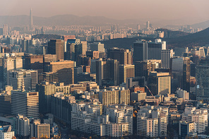 서울의 복잡한 도심 속 빌딩